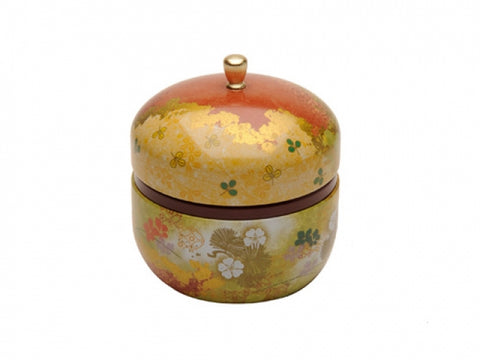 Japanese tea caddy with gold colour design