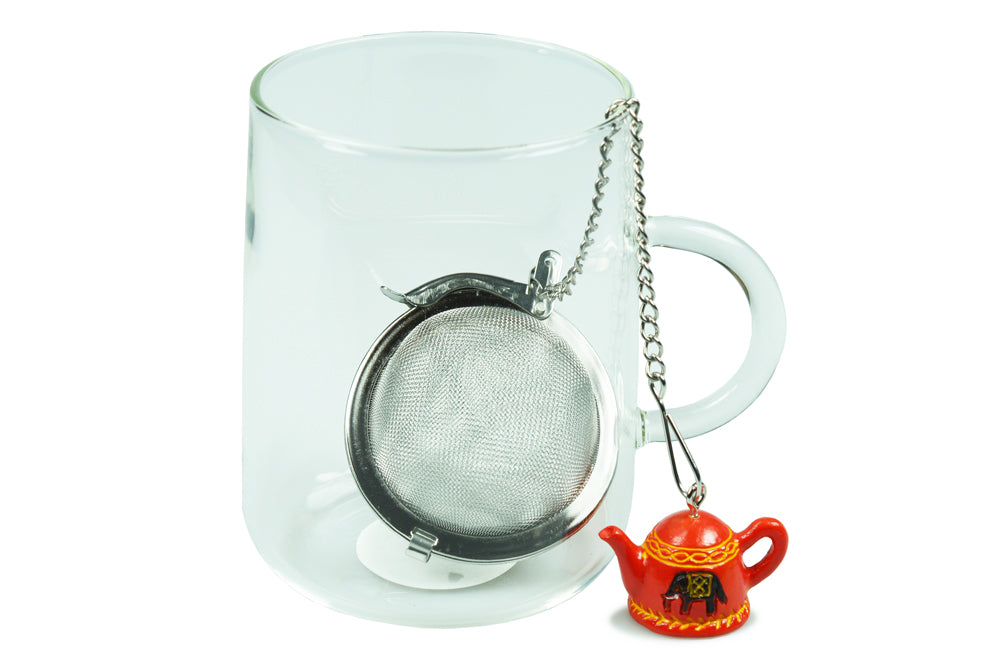 Tea Ball Infuser on a Chain (Red Teapot Handle)